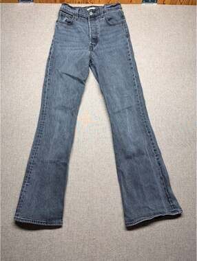 Levi's Ribcage Flare Jeans Women's 26 Gray High Rise Denim Pants Wide Leg